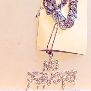 SILVER NO FAVORS Diamond chain necklace SET